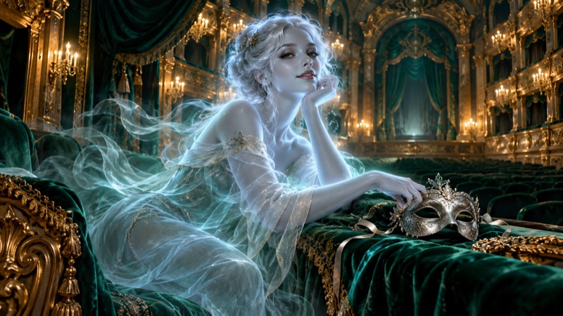 A Ghost in Green Velvet illustrated cover