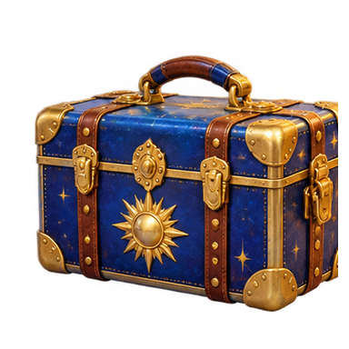blue travel trunk